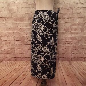 TALBOTS Wrap Skirt Nautical Navy Lined Womens 2